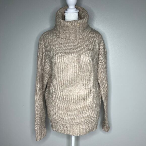 KUT from the Kloth Women’s Cream Tutleneck Sweater Size Medium Chunky Oversized - Picture 1 of 9